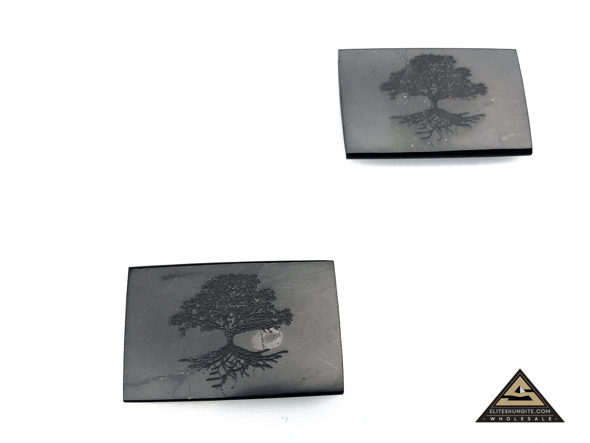 Protective slice for notebook rectangular 2 x 3 cm, carving Tree of Life by eliteshungite.com