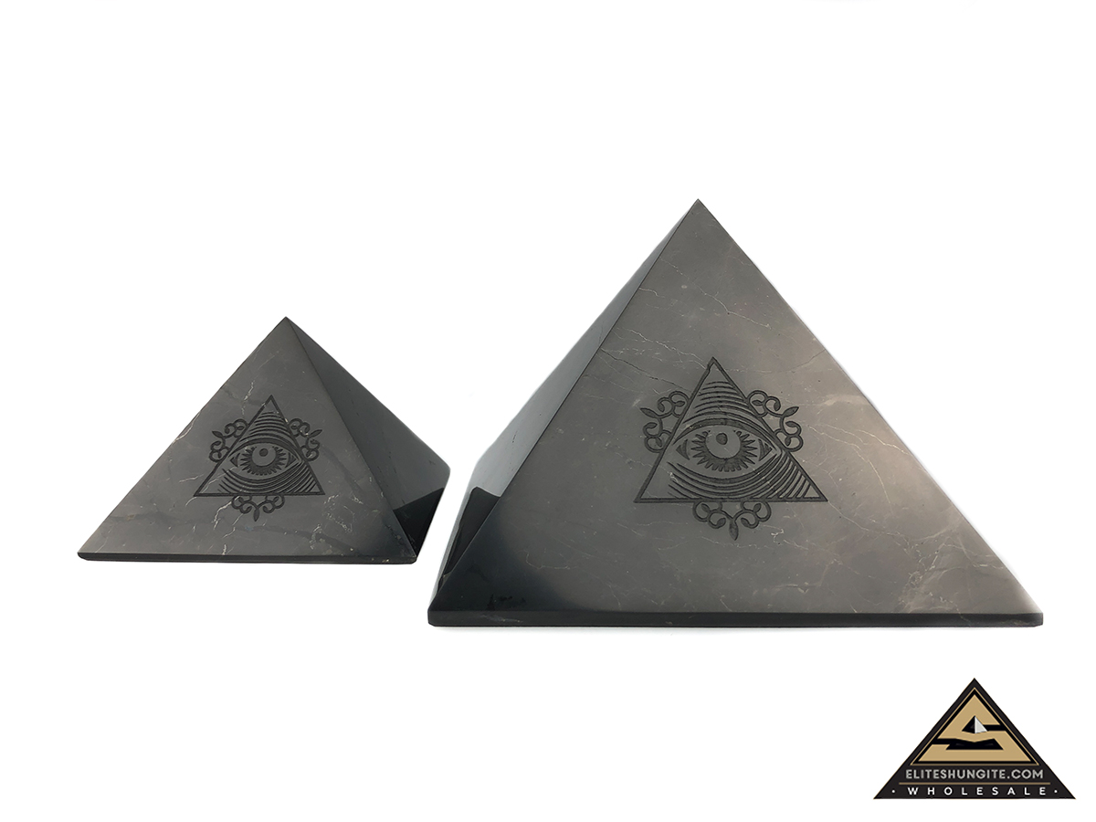 Pyramid 10 cm Carving Eye of Providence by eliteshungite.com